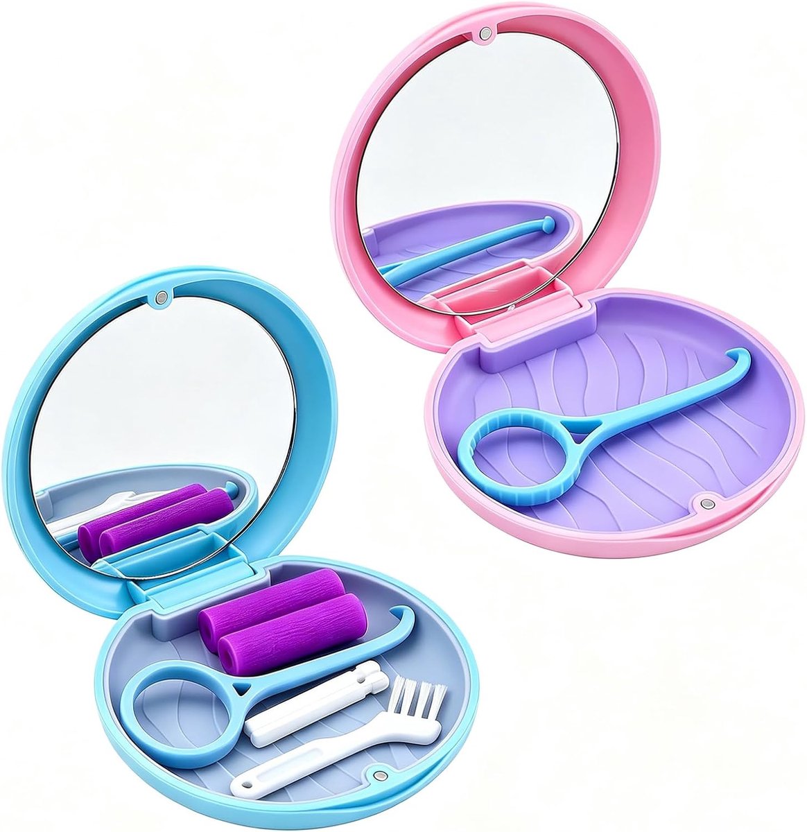 Doos voor tandheelkundige apparaten - 2-delig - roze + blauw - veilige materialen voor onzichtbare uitlijners - ShopVlot
