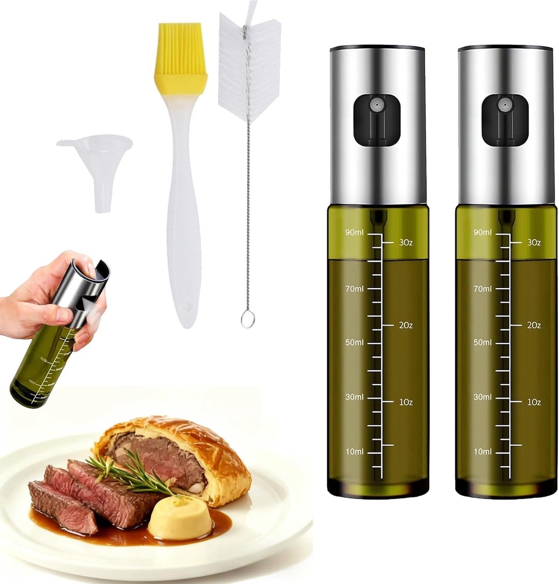 Olie Sprayer - 2 Stuks - Glas met UV-bescherming - Nauwkeurige dosering voor gezonder koken - ShopVlot