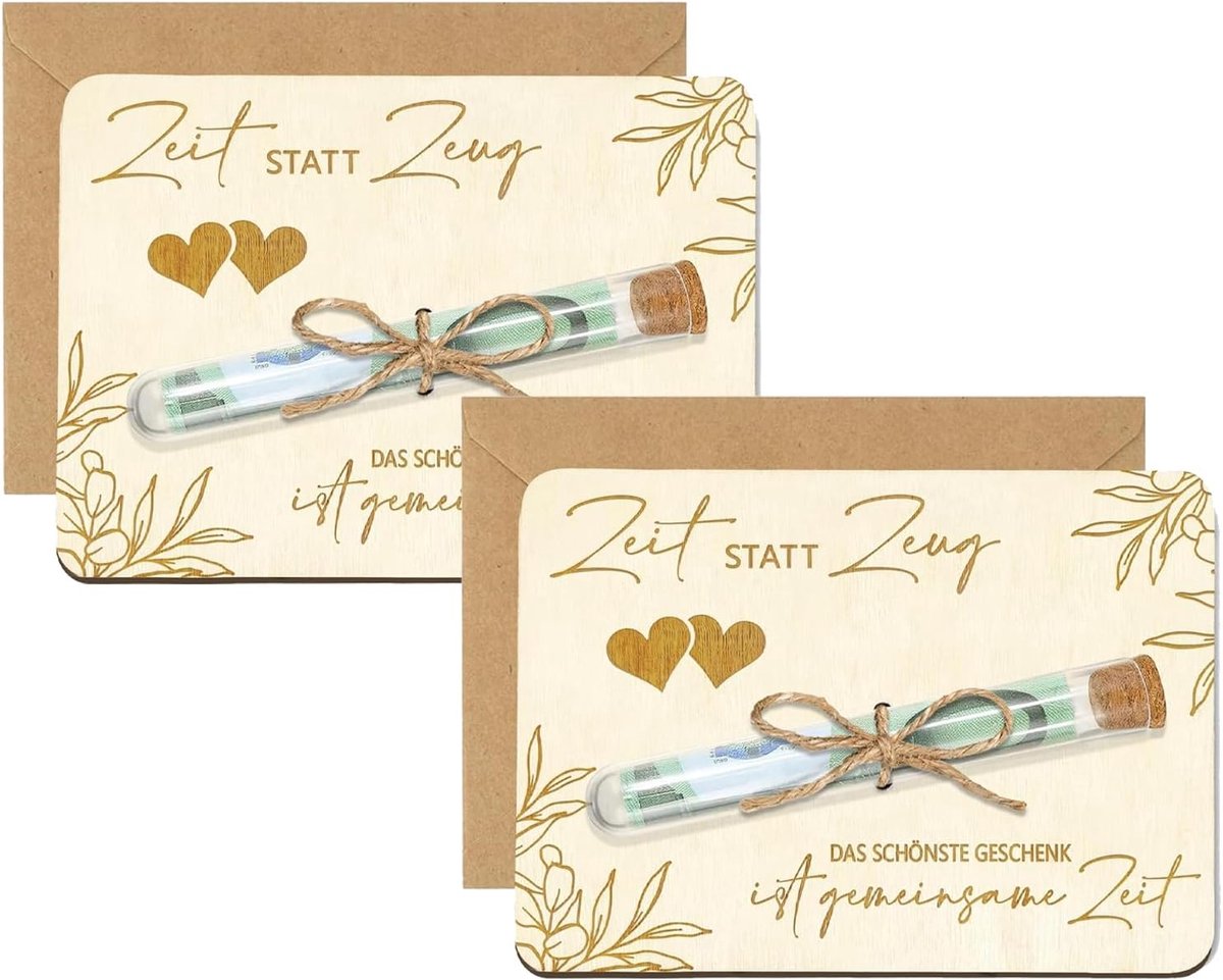 Houten huis cadeau - moderne 2-delige set - gepersonaliseerde kaart - creatieve verpakking voor geldgeschenken - ShopVlot