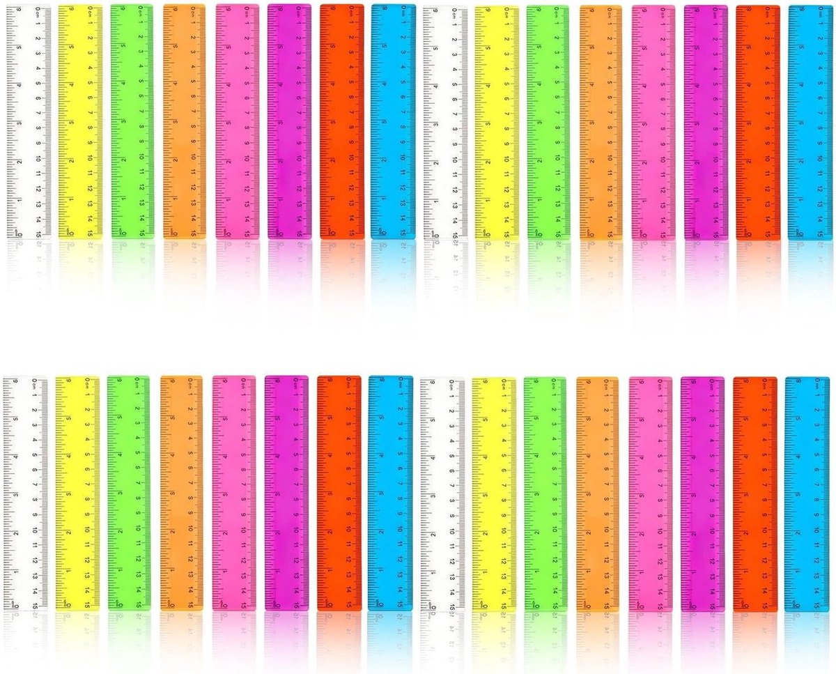 Liniaal 32-Delig - Transparant Plastic - Nauwkeurige Schaal - Ideaal voor Studie en Kantoor - ShopVlot