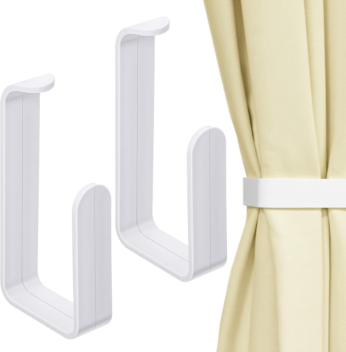 Gordijnhouders zelfklevend 2 stuks - kunststof - boorvrij - ideaal voor decoratie - ShopVlot