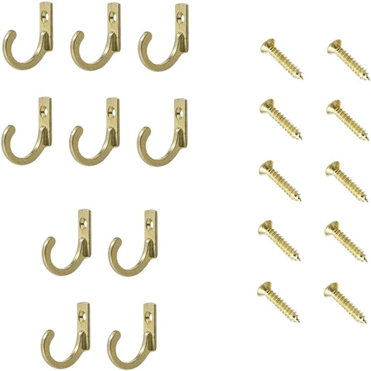 Wandhanger haak 10 stuks - Goudkleurig - Sterk en duurzaam - Perfect voor jassen en handdoeken - ShopVlot