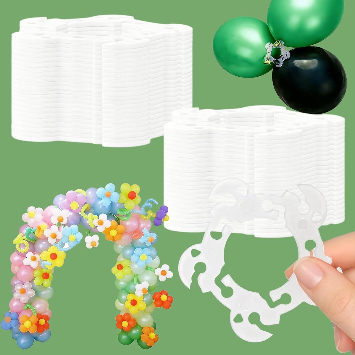 Ballonclips 50 stuks - transparant wit - herbruikbaar kunststof - ideaal voor feestdecoraties - ShopVlot
