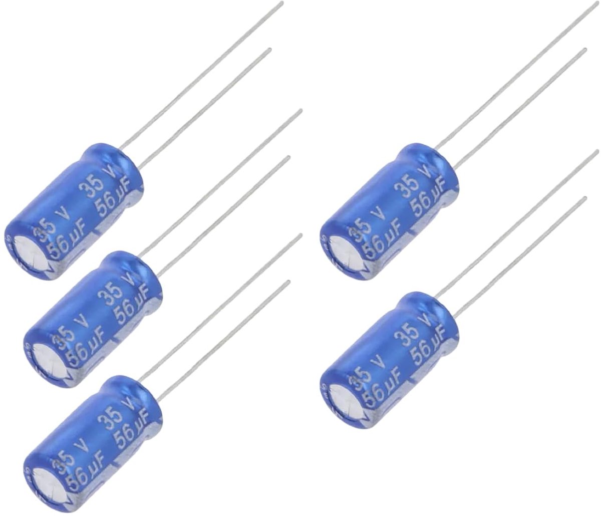 Electrolytische condensator THT 56µF - 35V DC - 6.3 x 11.5 mm - betrouwbare capaciteit - ShopVlot