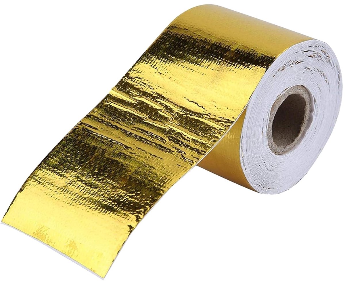 Plakband 10 m x 5 cm - gouden auto-aluminiumfolie - reflecterend hitteschild - beschermt tegen hoge temperaturen - ShopVlot