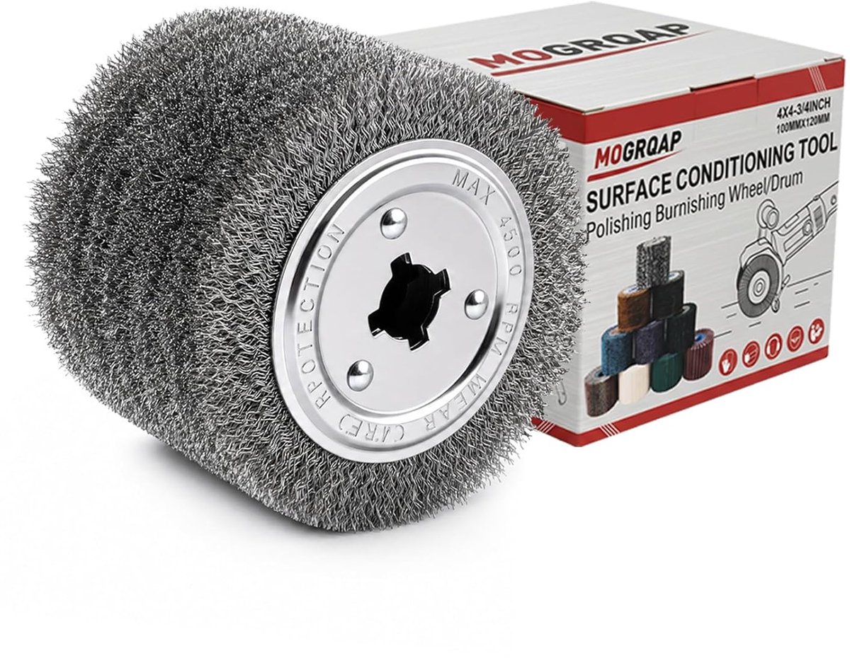 Draadborstel 120 x 100 mm - Carbon staal - Voor metaalbewerking - Efficiënt schuren en polijsten - ShopVlot