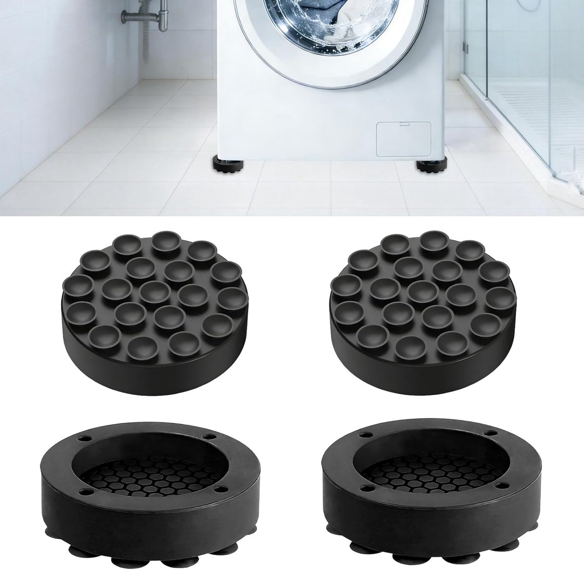 Anti-vibratie pads voor wasmachine - silicone schokdemper - trillingsdemping - vermindert geluid en slijtage - ShopVlot