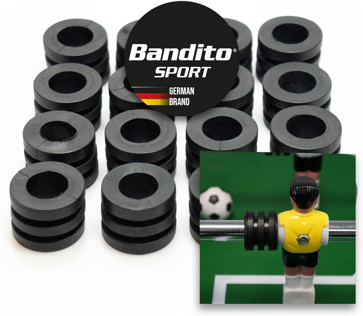 Kickertafel rubberen buffer 20 mm - zachte demper - set van 16 stuks - beschermt stangen - ShopVlot