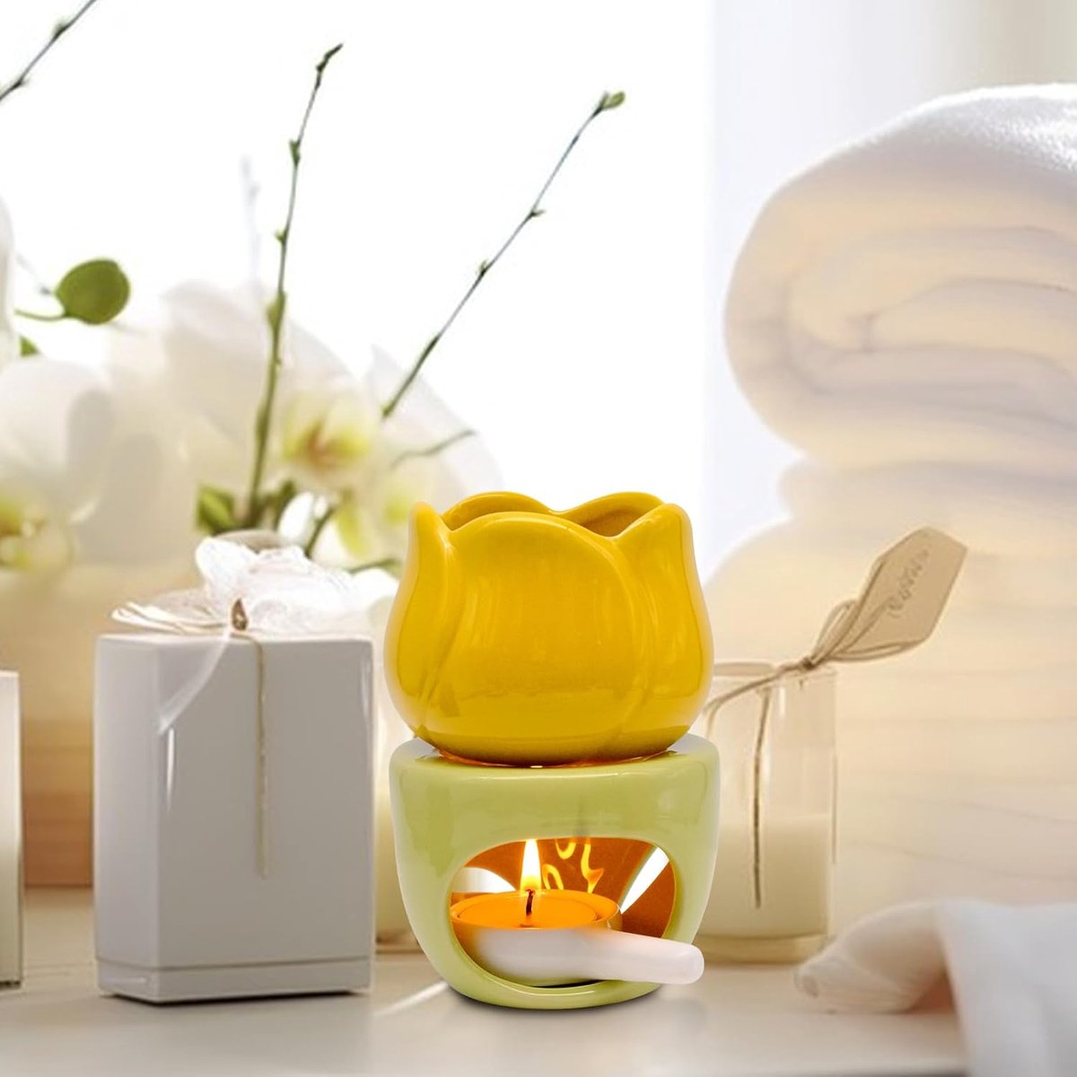 Wax Melt Aromatherapie Burner - Keramisch - Verwijderbaar ontwerp - Creëer een sfeervolle ambiance - ShopVlot