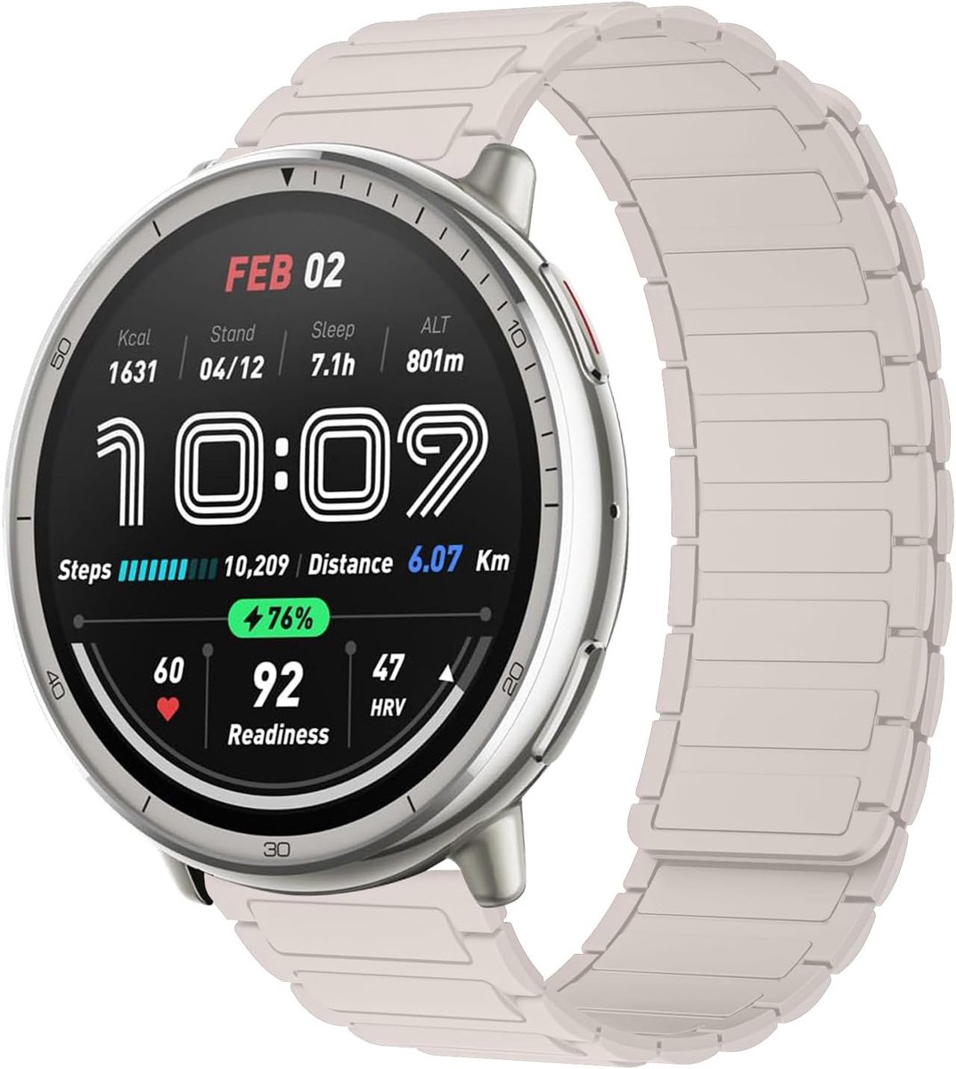 Silicone Horlogeband 20mm - Wit - Magnetische Vervangarmband - Geschikt voor Amazfit - ShopVlot