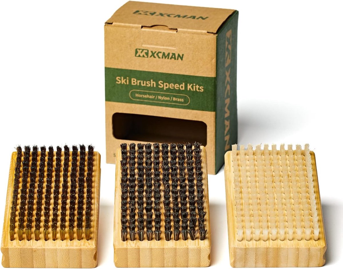 Ski en snowboard waxing borstel set - Beukenhout - Inclusief paardenhaar, messing en nylon borstels - ShopVlot