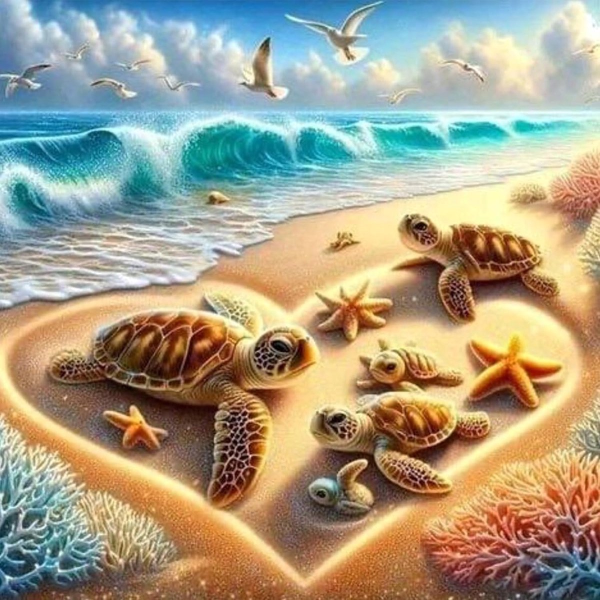 Diamantschilderij kits 30x30 cm - schildpad ontwerp - doe-het-zelf - creatieve wanddecoratie - ShopVlot