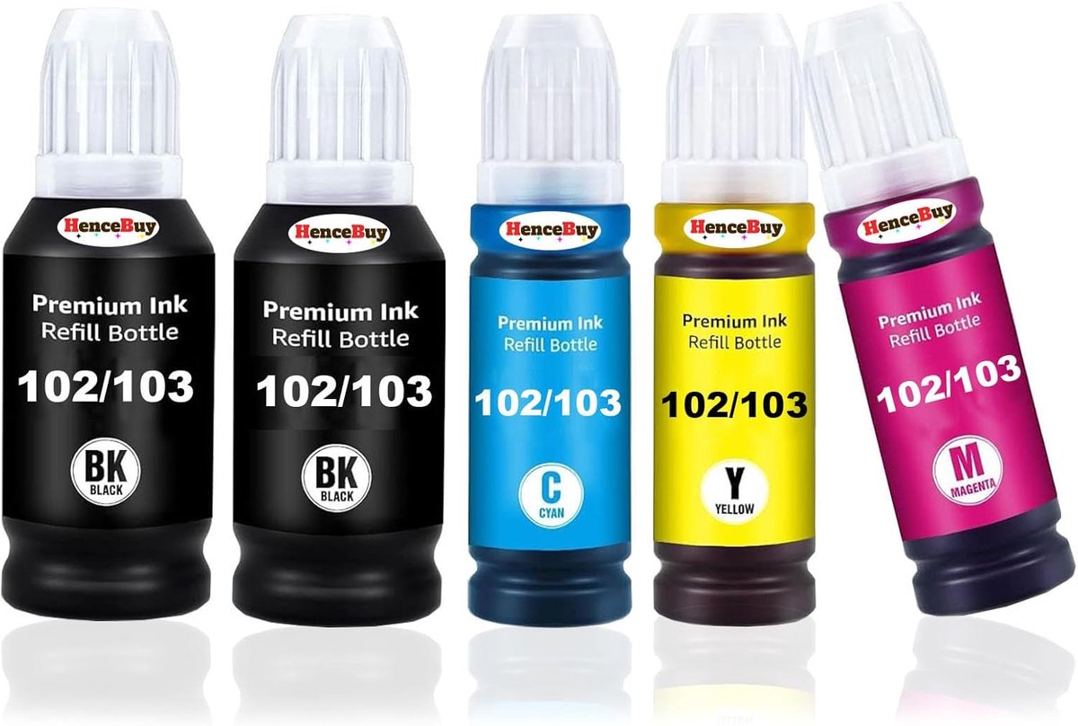 Inktflessen multipack 102 104 - Compatibel met Epson EcoTank - Hoog rendement - Perfect voor thuisgebruik - ShopVlot