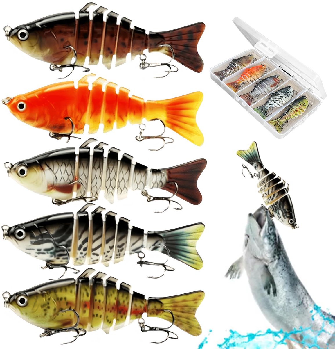 Kunstaas voor zoet en zout water - 10 cm - realistisch en beweegbaar - ideaal voor baars en snoekbaars - ShopVlot