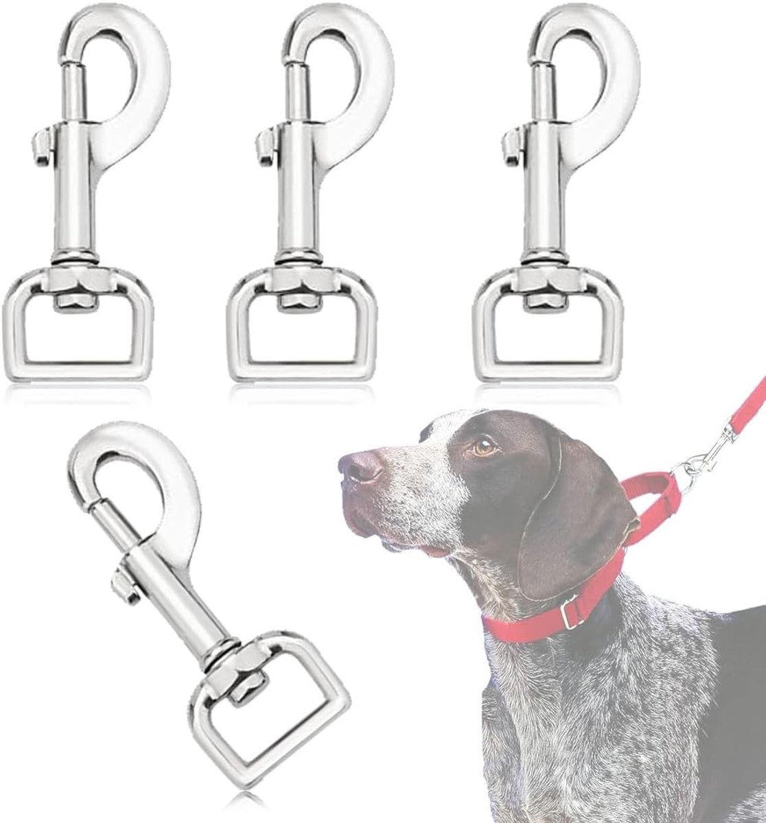 Haken set van 4 met draaikop - robuust staal - karabiner met 360 graden draaibaar - ideaal voor hondenlijnen - ShopVlot
