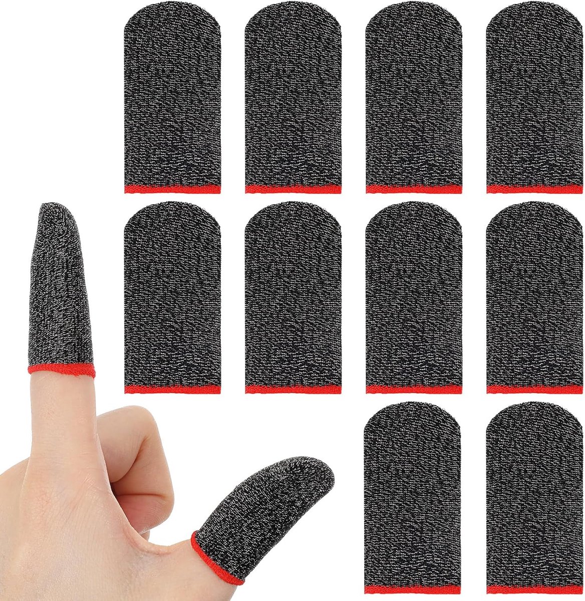 Finger Sleeves Gaming - Zweetbestendig - Rood Rand - Verbeterde Precisie voor Mobiele Apparaten - ShopVlot