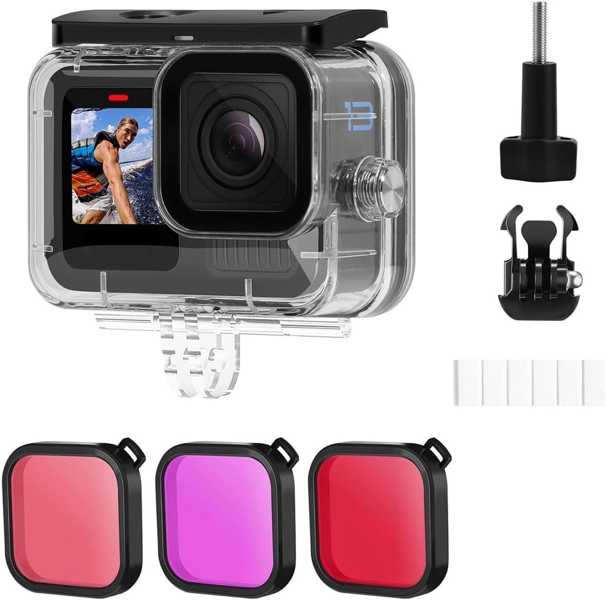 Waterdichte Case voor GoPro Hero 12/11/10/9 - Duikdiepte 60 meter - Inclusief filters en anti-condensdoekjes - ShopVlot