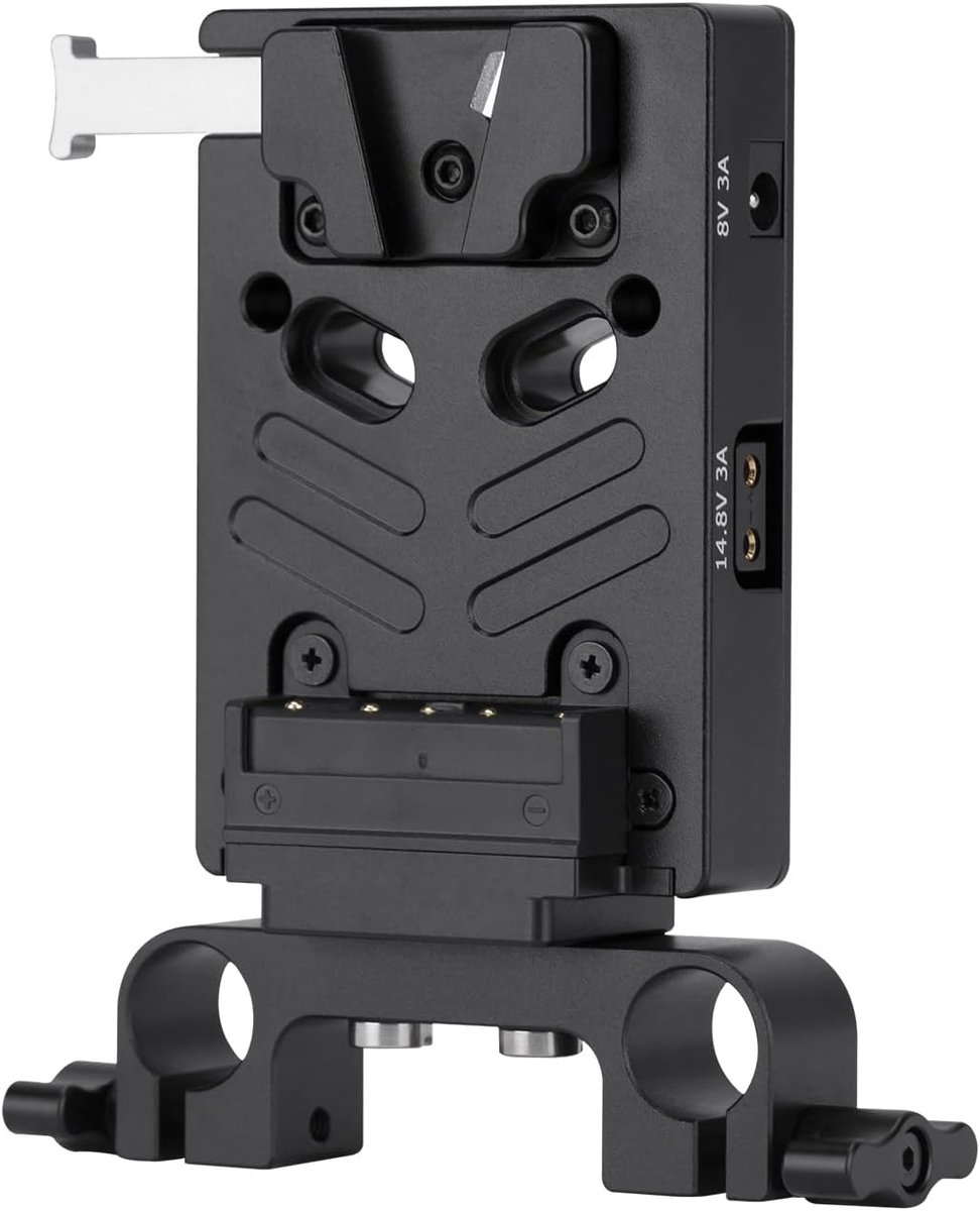 V-mount batterijhouder met 15mm rod clamp - Aluminium - Meerdere uitgangen - Ideaal voor camera's - ShopVlot