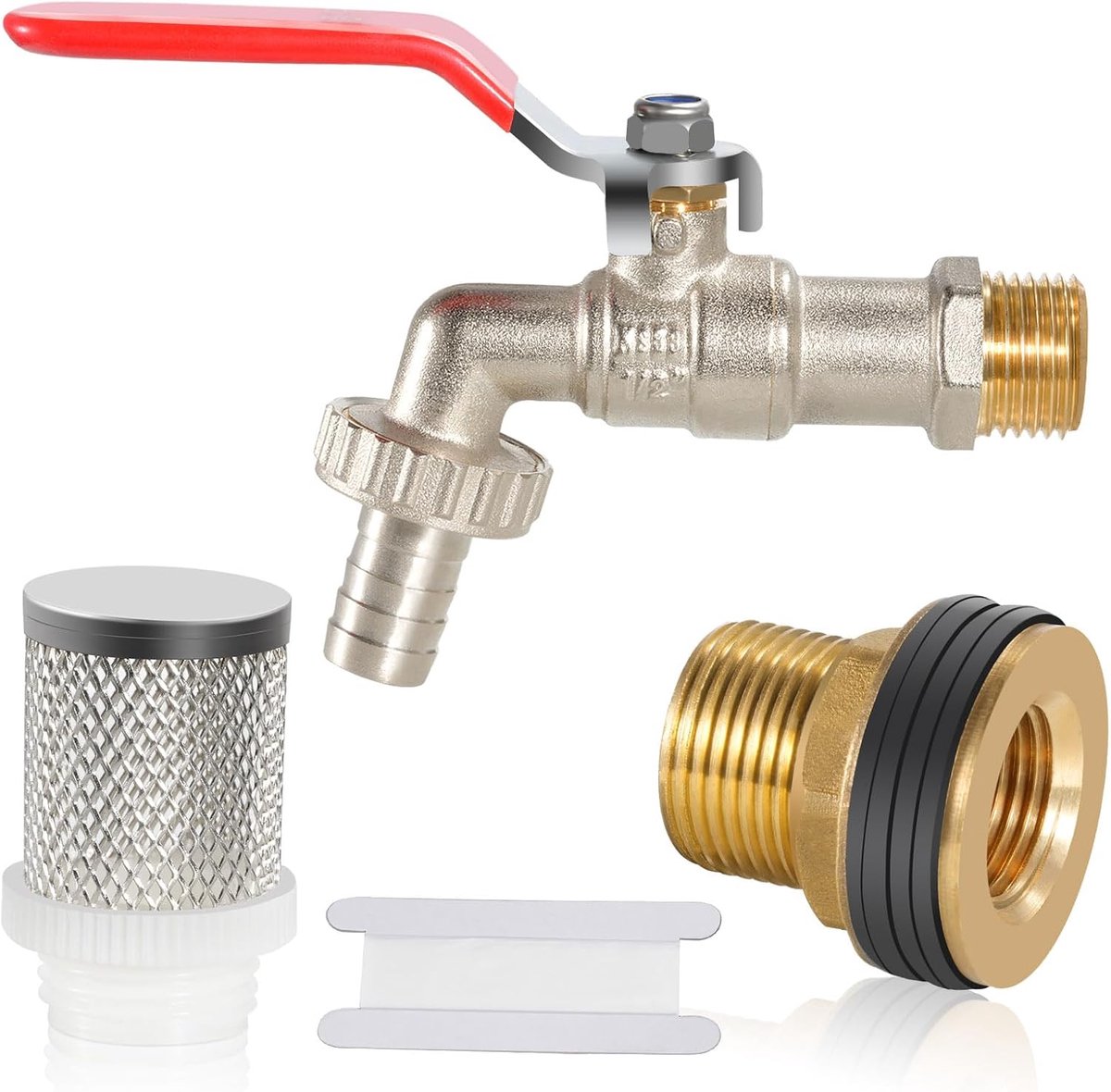 IBC water tank kraan 1/2" - messing - met filter - voorkomt verstoppingen - ShopVlot