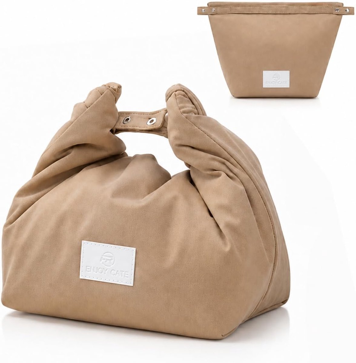 Geïsoleerde lunchtas opvouwbaar - khaki - Japanse thermo bento tas - ideaal voor werk - ShopVlot