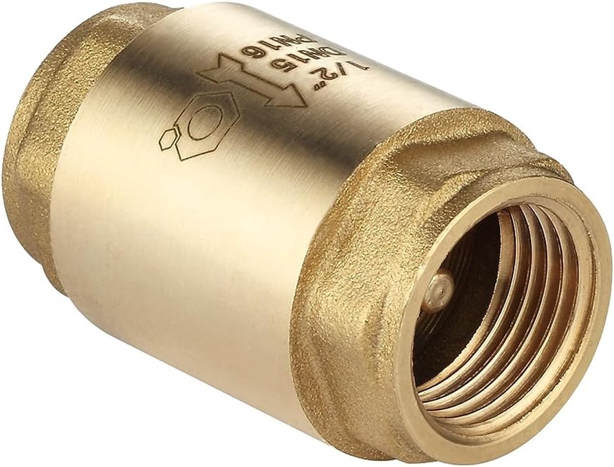 Checkklep messing 1/2" - draadverbinding - max. temperatuur 90°C - veilig waterbeheer - ShopVlot