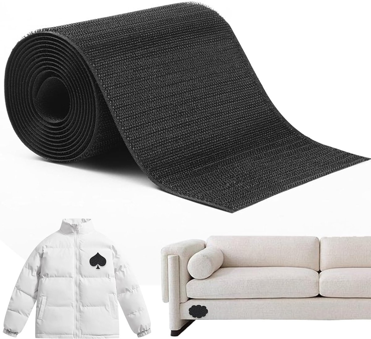 Textiel tape 10 cm x 1,6 m - zelfklevend zwart - waterdicht - ideaal voor het repareren van autozitplaatsen - ShopVlot