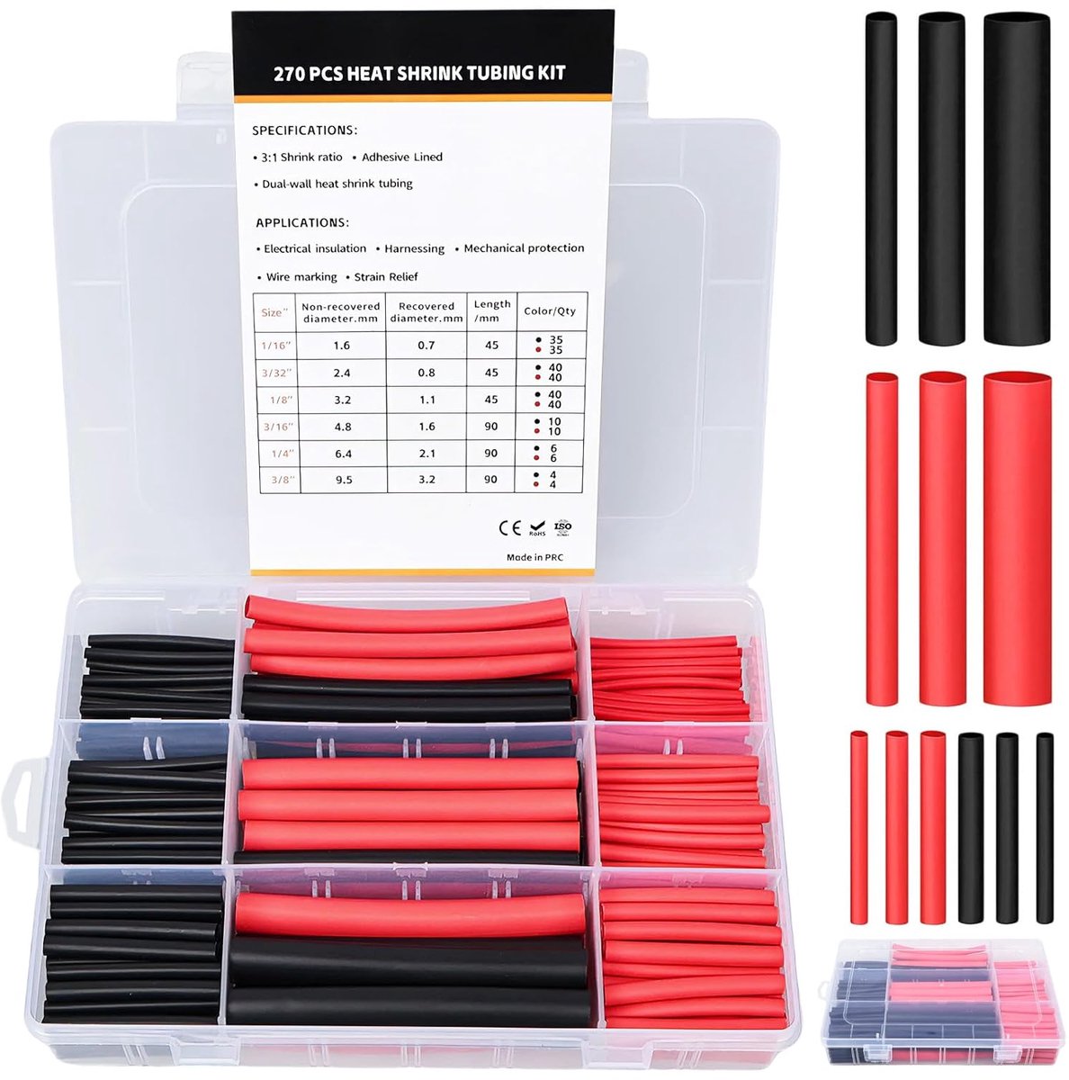 Warmteschrumpbuis set 3:1 - dubbelwandig met lijm - waterproof en isolatie - voor elektrische kabelverbindingen - ShopVlot