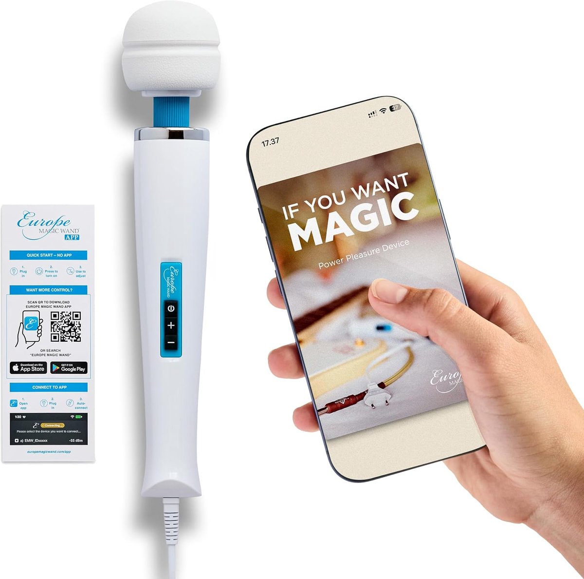 Wandvibrator met appbediening - 15 W - metalen kop - diepe vibratiemassage - ShopVlot