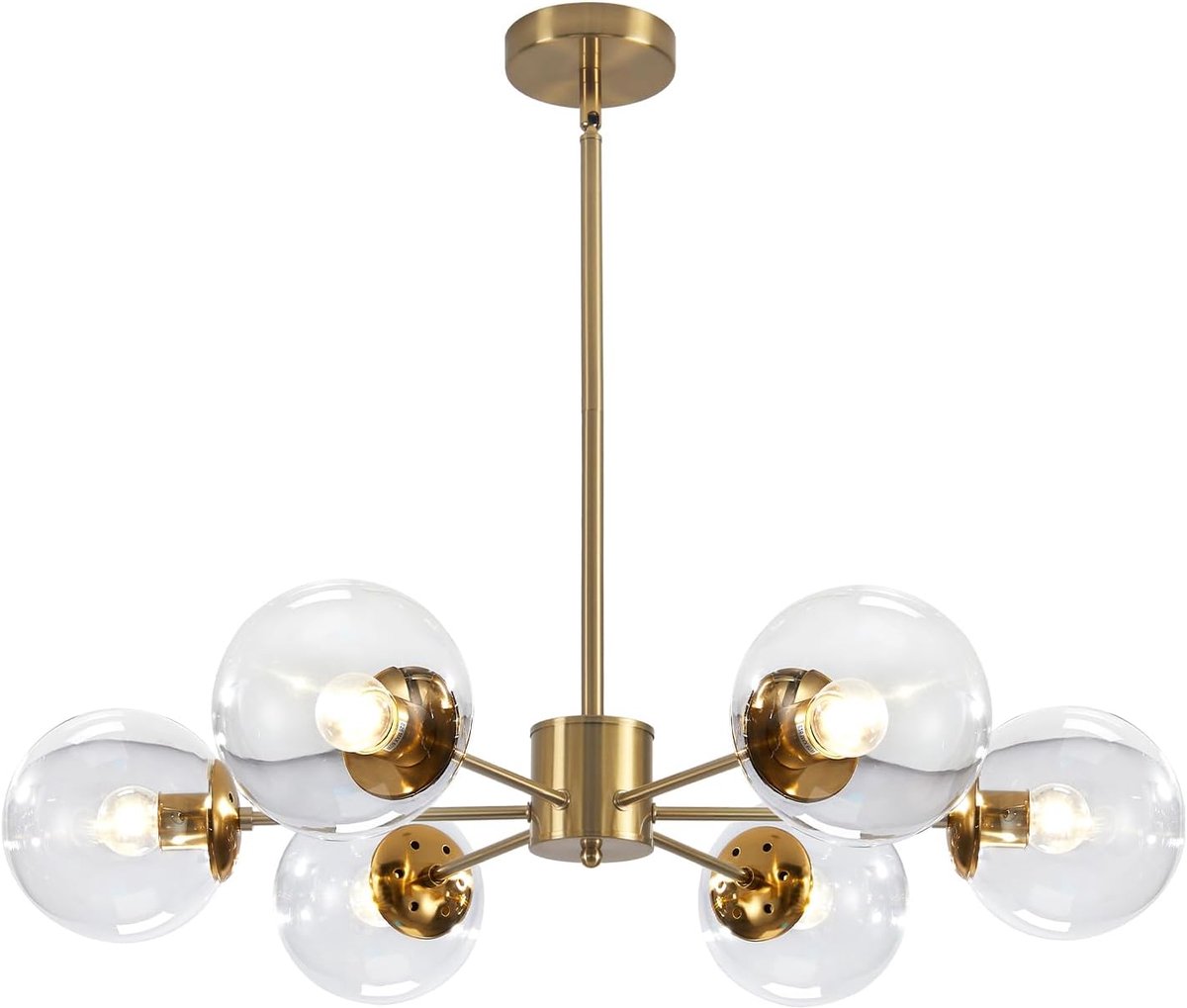 Chandelier 6-lamps - moderne sputnik - helder glas - elegant voor eetkamer - ShopVlot