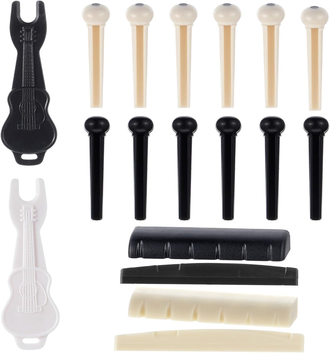 Akoestische gitaarplugs 12pcs - Inclusief stegger en brugplugverwijderaar - Vervangingsonderdelen voor gitaar - ShopVlot