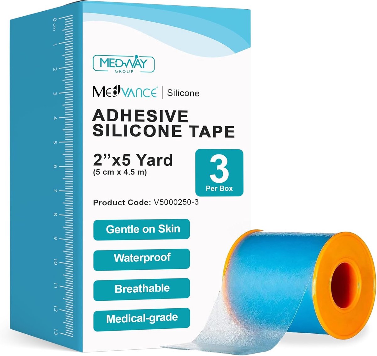 Silicone tape 5 meter breed - hypoallergene medische tape - snijbaar en perforatie - ideaal voor gevoelige huid - ShopVlot