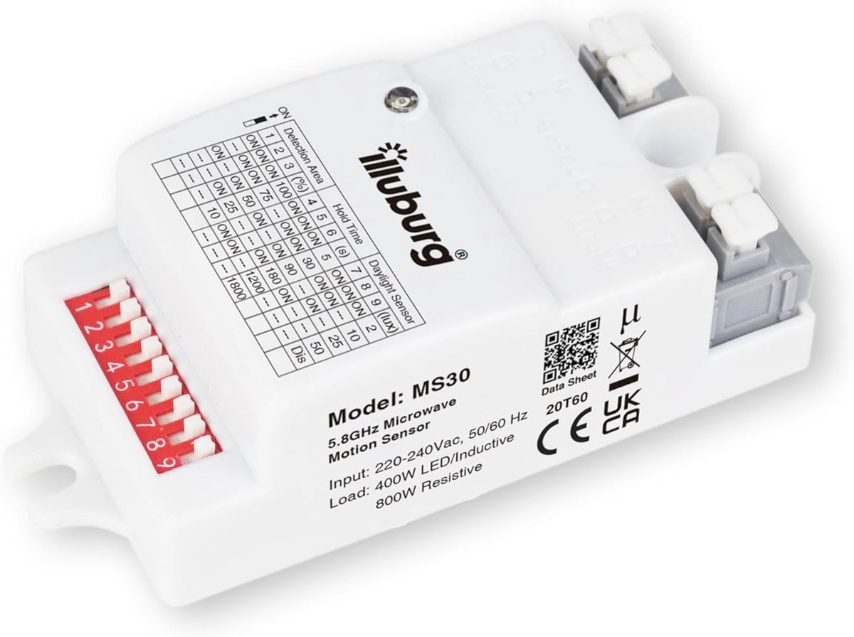 Bewegingsmelder 6 meter - Mikrowellen HF radar - Dag- en nachtsensor - Ideaal voor LED verlichting tot 400W - ShopVlot