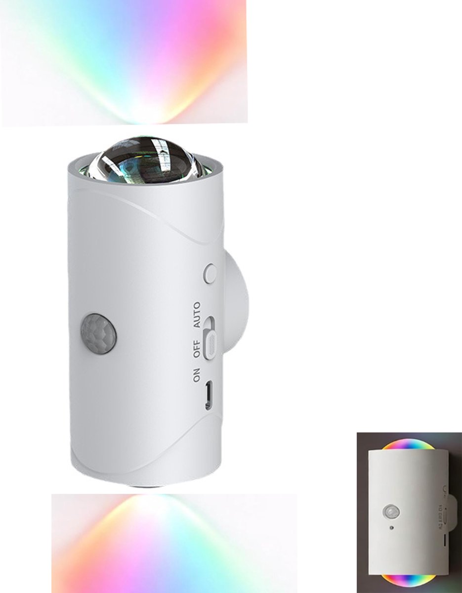 KZQ Oplaadbare LED bewegingssensor nachtlampje met 7 kleuren - Magnetische wandlamp voor trap slaapkamer hal en tuin - Draadloos en eenvoudig te monteren - Wit