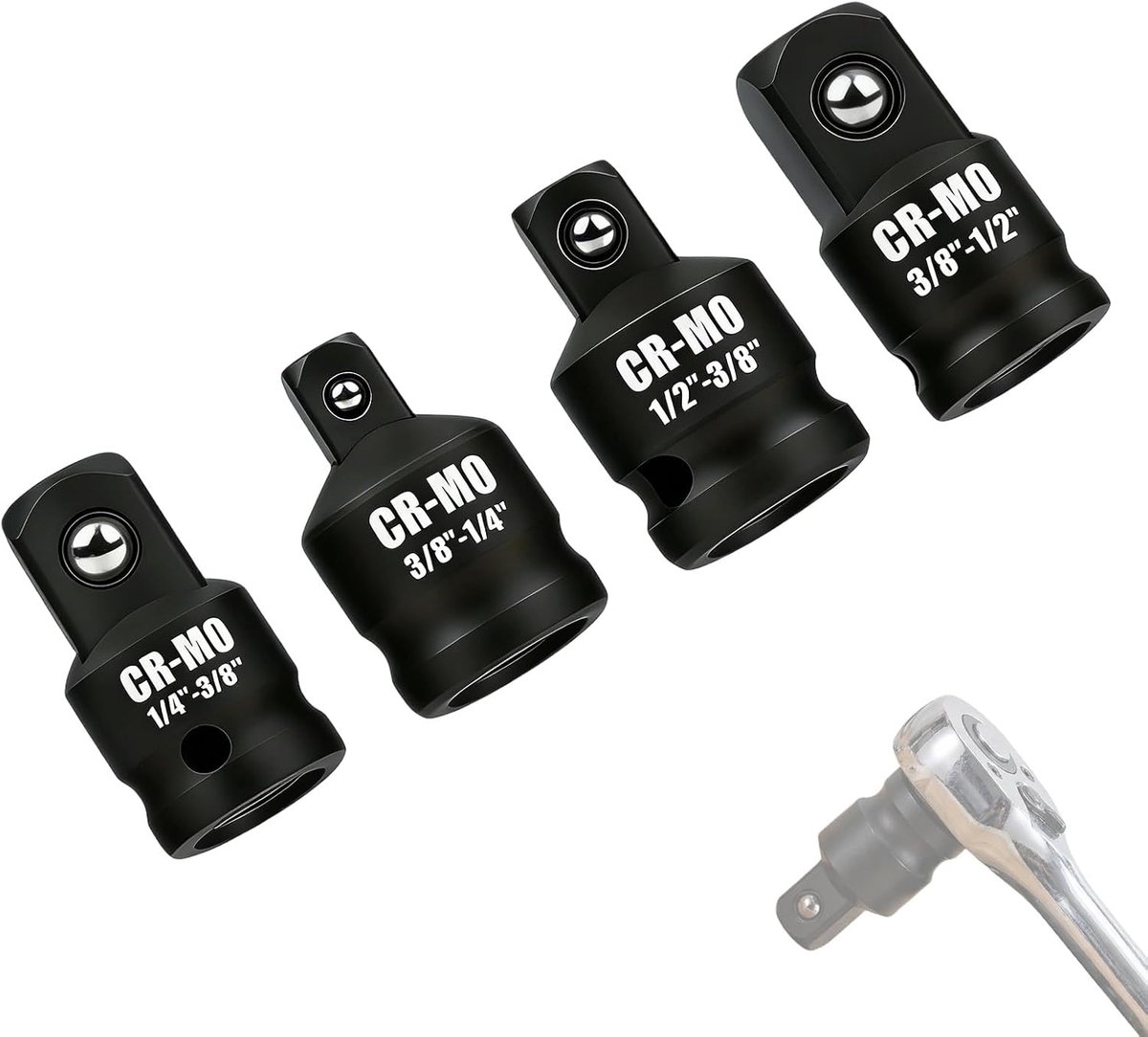 Dopsleuteladapter set 4 stuks - 3/8 naar 1/4, 3/8 naar 1/2 - multifunctioneel - ideaal voor boorgereedschap - ShopVlot