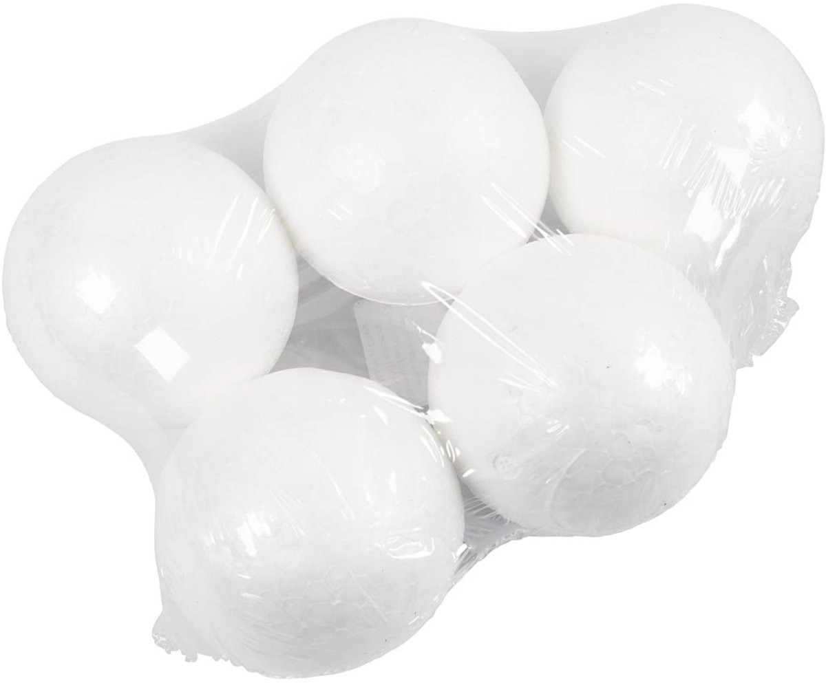 Ballen, d 7 cm, wit, 5 stuk/ 1 doos