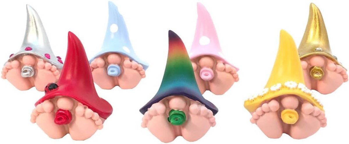 Miniatuur Gnooms 7 Pack - 5cm Houten Gnoom Figuren - Perfect voor je Sprookjestuin - Duurzaam Design - ShopVlot