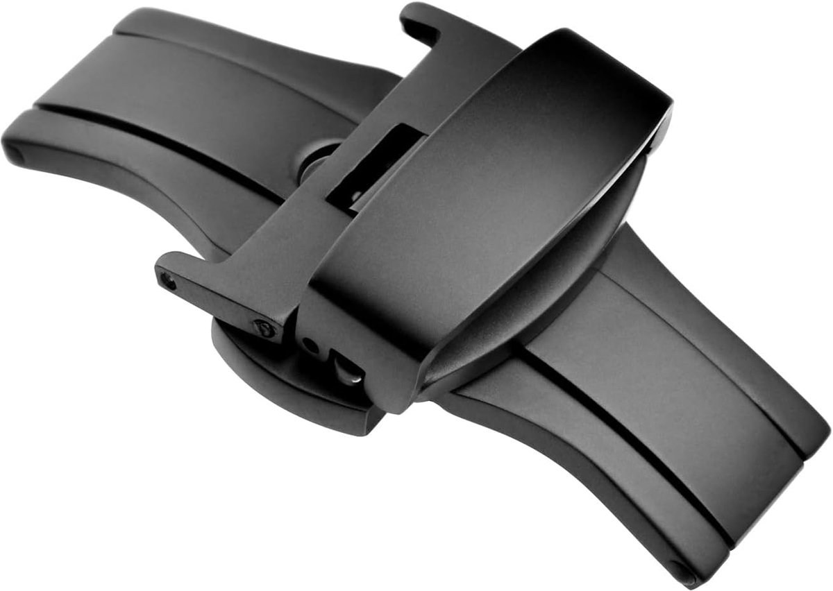 Roestvrijstalen inzetsluiting, vervangende gesp voor horlogeband, gesp breedte 10 mm 12 mm 14 mm 16 mm 18 mm 20 mm 22 mm, Zwart, 18mm, Minimalist