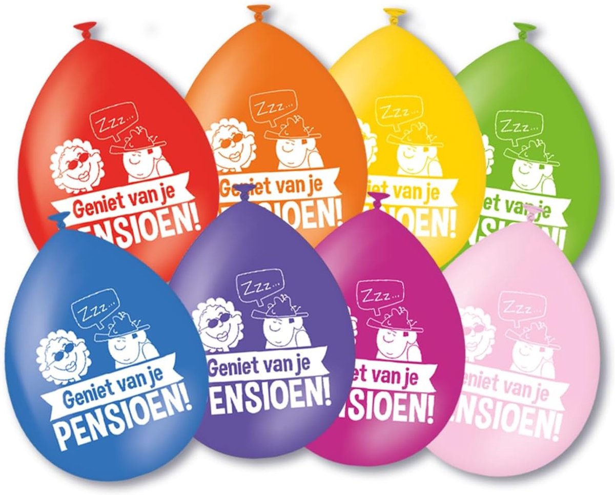 Ballonnen pensioen 8 stuks - latex - cartoon design - feestversiering - SnelShoppen