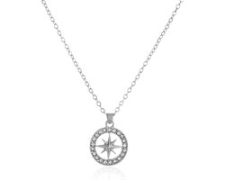 1 stuk SK unisex hexagram ketting, zilveren roestvrijstalen ketting, K-Pop kompas hanger ketting, stijlvol fan merchandise cadeau, één voor familie en vrienden