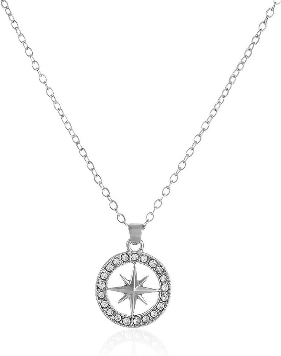 1 stuk SK unisex hexagram ketting, zilveren roestvrijstalen ketting, K-Pop kompas hanger ketting, stijlvol fan merchandise cadeau, één voor familie en vrienden