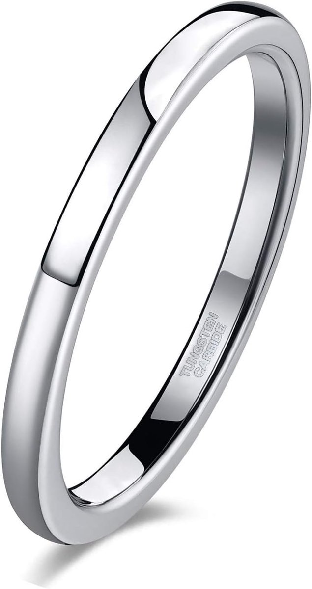 Ringen, voor dames en heren, wolfraam zilver, stapelring, smal, eenvoudig, gepolijst, verlovingsringen, trouwringen, 2 mm, 4 mm, 6 mm, 8 mm