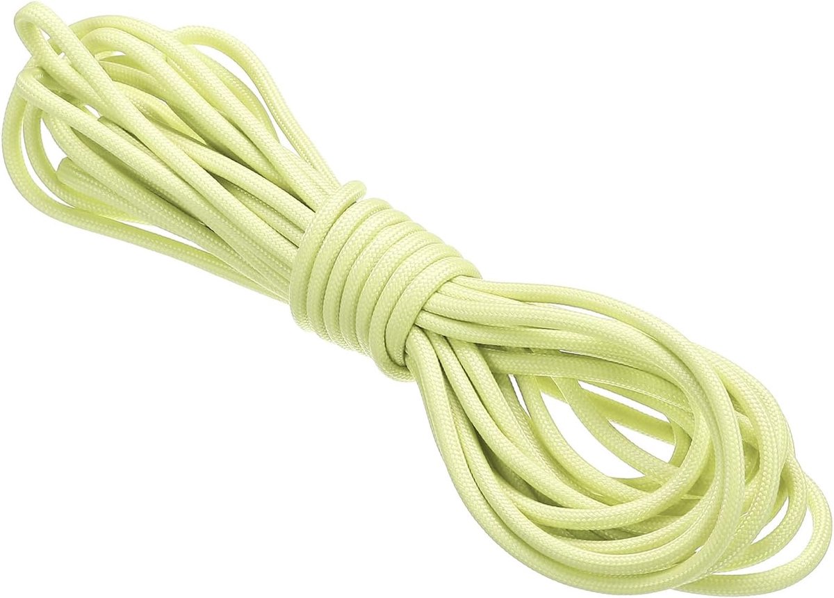 20 Voeten Reflecterende Guyline Camping Paracord, 4 mm Tent Cord Guyline Touw Nylon Paracord Touw voor Camping Tent Tarp Wandelen, Lichtgeel