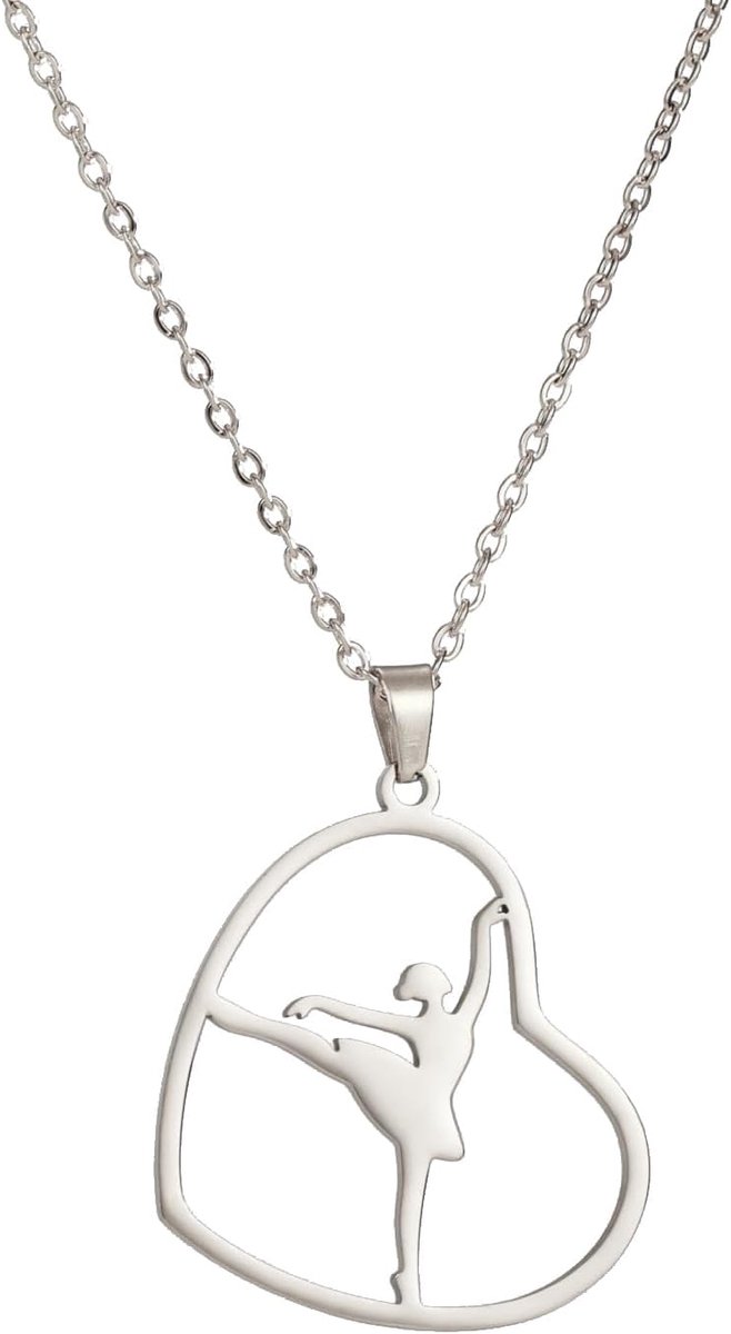 Halsketting met hanger Ballerina, van roestvrij staal, sieraad voor meisjes en dames, cadeau voor turnster, ballerina, danseres