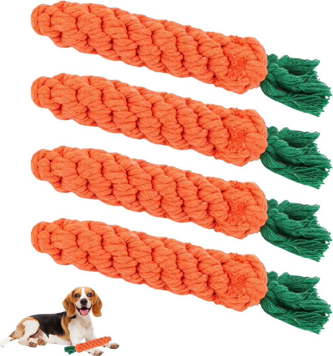 4 stuks hondenspeelgoed touw, wortel hondenspeelgoed puppy wortel touw speelgoed gevlochten kauwspeelgoed puppy trekspeelgoed voor honden voor kleine honden huisdieren kauwen