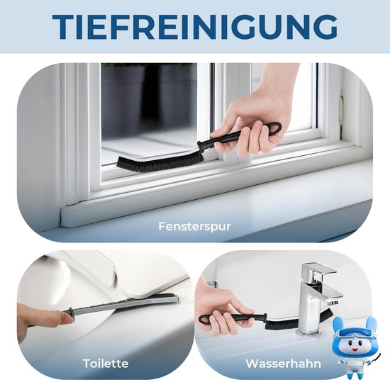 Voegenborstel badkamer & tegels - ergonomische reinigingsborstel met 15° smalle borstelkop voor hoeken, scheuren, toilet (6, zwart) — afbeelding 3