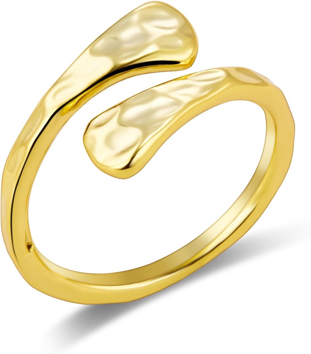 Ringen voor dames, 14K Verguld Ringen Eenvoudige Open Verstelbare Ringen Goud Gladde kleine ringen Verlovingsringen Trouwringen Duimvingerringen Gouden unisex