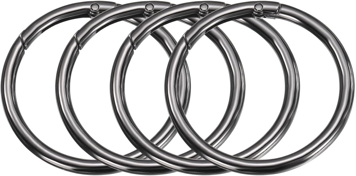 Veerringen van metaal, 5 cm, ronde veerkarabijnhaken voor sleutelhanger, doe-het-zelf tas, zwart
