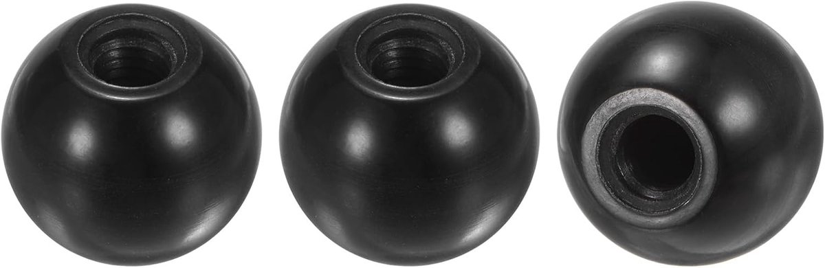 Set van 3 kogelknoppen met schroefdraad, M8 binnendraad 25 mm diameter, thermohardende kogelknop voor draaibank/machine/grasmaaiers, ronde fenolische hendel [zwart]