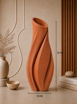 Japandi Design Vaas 32 cm – Moderne Decoratieve Vaas voor Droogbloemen & Kunstbloemen – Terracotta
