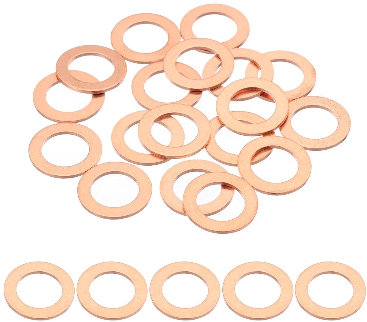 18 stuks M10 koperen afdichtingen, M10 x 16 x 1 mm koperen platte afdichtingen afdichtingsringen assortiment kit olieaftapproef afdichtring voor motorvoertuigaccu voertuigen schroefbouten